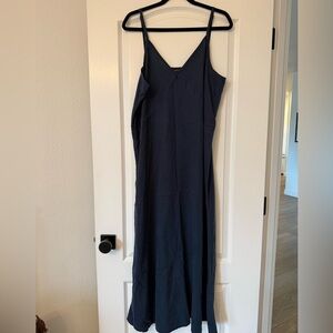 Quince Navy Tencel Slip Dress